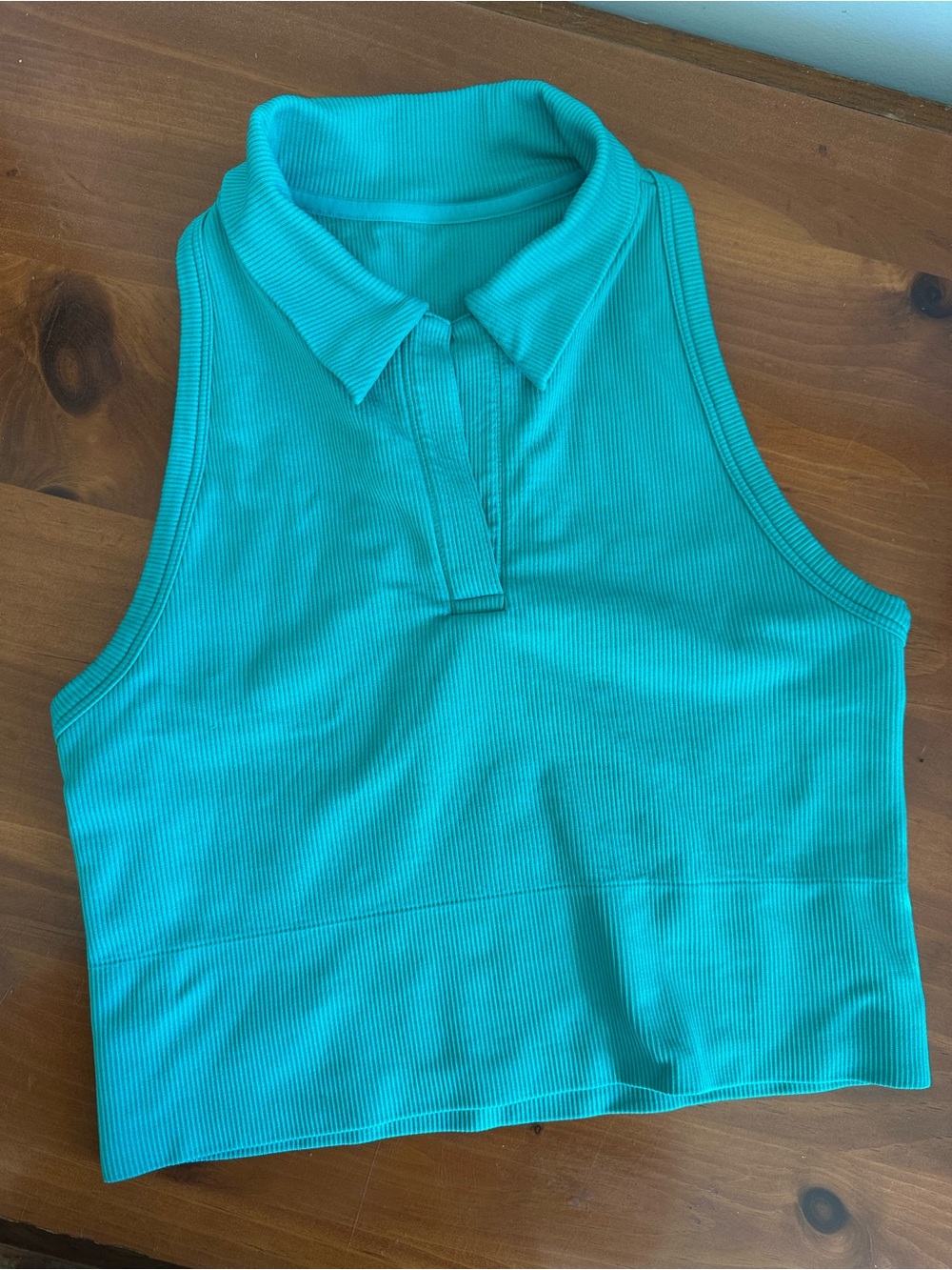 Athleta Aurora Seamless Crop Polo Tank Teal M